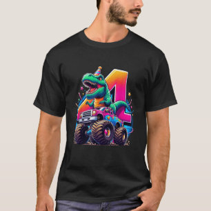 Funny Dinosaur T Rex Monster Lastbil I är 4 Lyckli Shirt