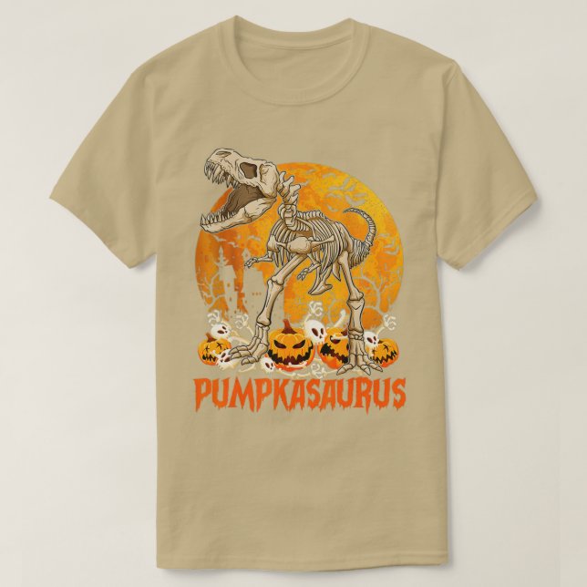 Funny Dinosaur T rex Mummy Pumpkin Halloween för K T Shirt (Design framsida)