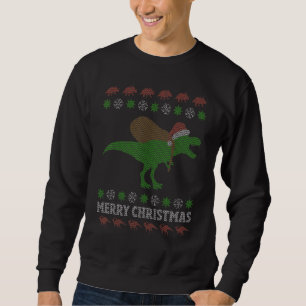 Funny Dinosaur T Rex Ugly julsötare Lång Ärmad Tröja