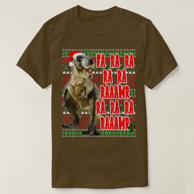 Funny Dinosaur T-rex Ugly julsötare T Shirt (Design framsida)