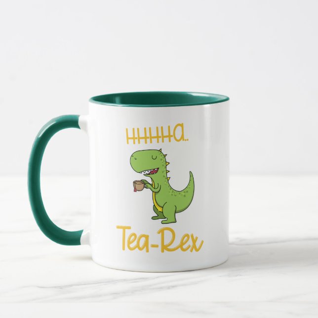 Funny Dinosaur Tea Rex Tyrannosaurus Birthday Mugg (Vänster)