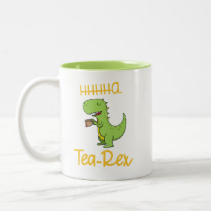Funny Dinosaur Tea Rex Tyrannosaurus Birthday Två-Tonad Mugg