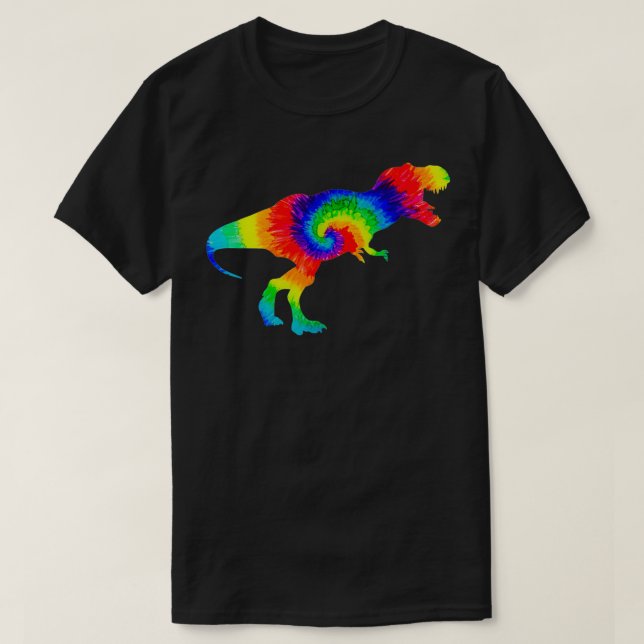 Funny Dinosaur Tie Dye Rainbow Hippie Costume Hipp T Shirt (Design framsida)