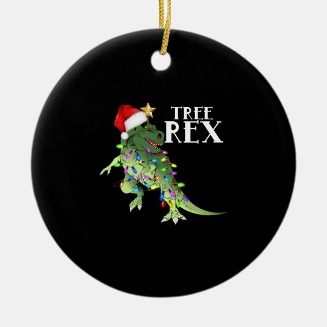 FUNNY DINOSAUR TRÄD REX MED CHRISTMAS LJUS T-SH JULGRANSPRYDNAD KERAMIK (Framsidan)