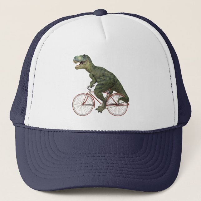 Funny Dinosaur TRex Bicycle T-Shirt Keps (Framsida)