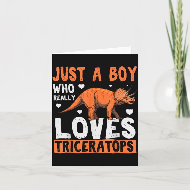 Funny Dinosaur Triceratops Apparel For Boys  Kort (Framsida)