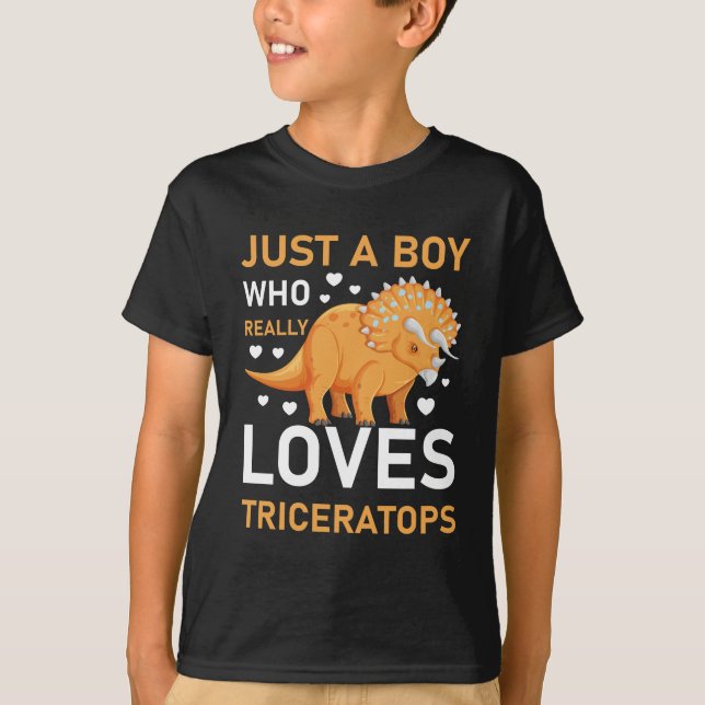 Funny Dinosaur Triceratops kläder för pojkar T Shirt (Framsida)