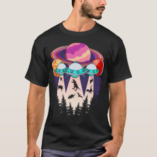 Funny Dinosaur Ufo Älskare Alien T Shirt