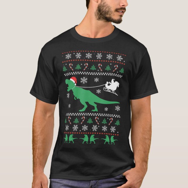 Funny Dinosaur Ugly jul Sweater Boys Kids Ch T Shirt (Framsida)