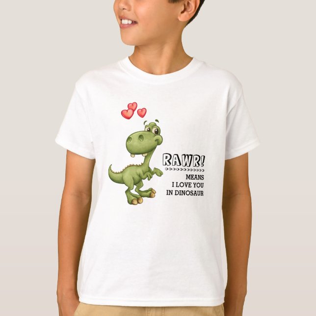 Funny Dinosaur Valentines Day Gift Tee Shirt (Framsida)