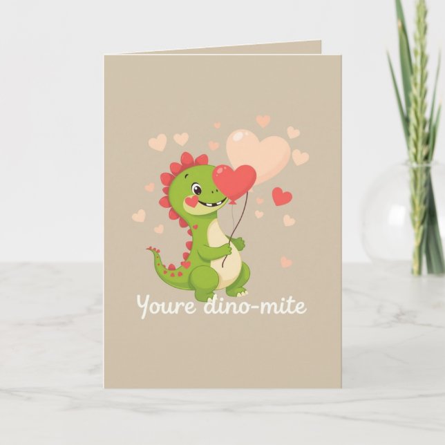 Funny Dinosaur Valentines day Helgkort (Framsida)