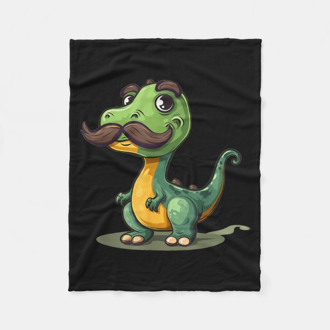 Funny Dinosaur With Mustache Beard For Adults And  Fleecefilt (Framsidan)