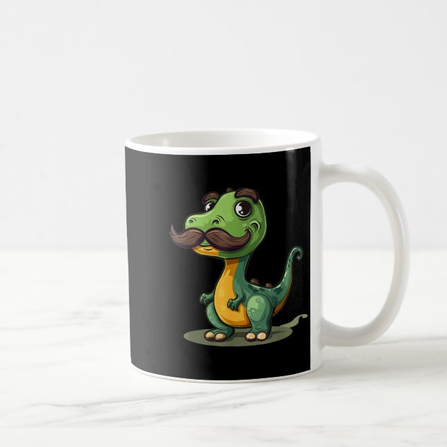Funny Dinosaur With Mustache Beard For Adults And  Kaffemugg (Höger)