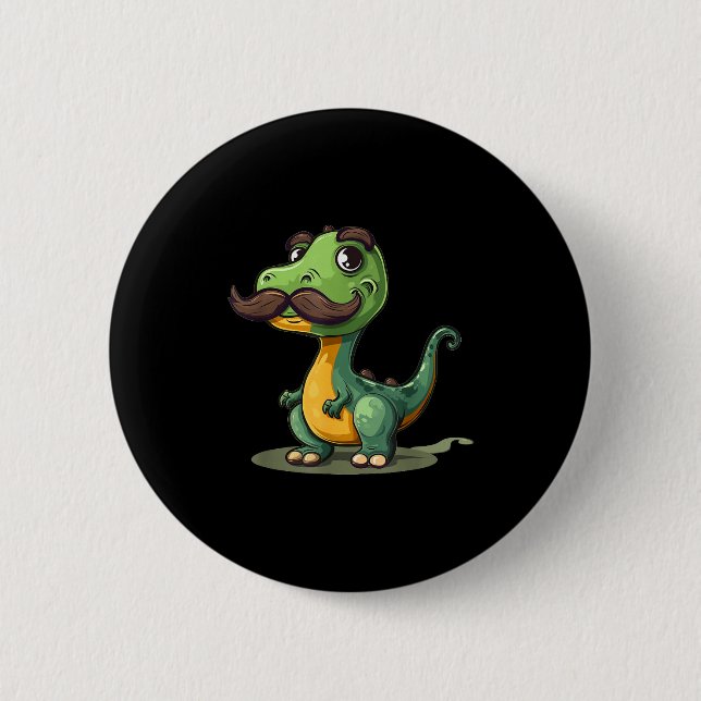 Funny Dinosaur With Mustache Beard For Adults And  Knapp (Framsida)