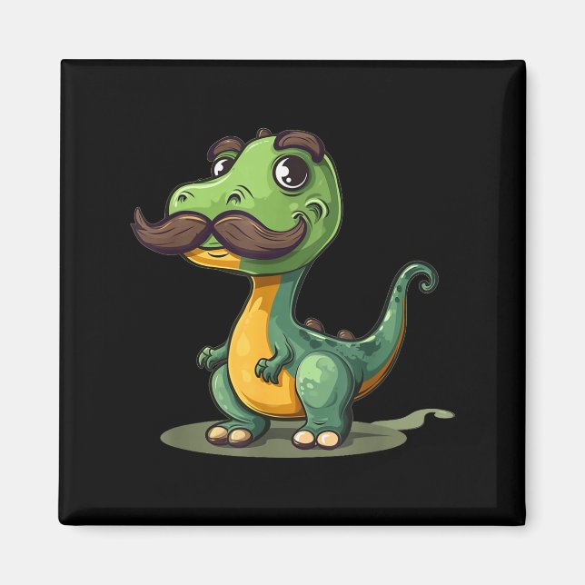 Funny Dinosaur With Mustache Beard For Adults And  Magnet (Framsidan)