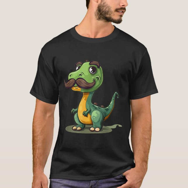 Funny Dinosaur With Mustache Beard For Adults And  T Shirt (Framsida)