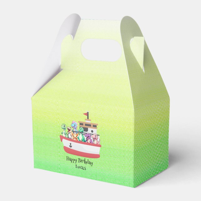 Funny dinosaur Yacht Födelsedagsfest DIY Namn Presentaskar (Framsidan Sidan)