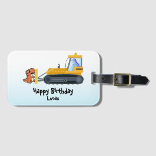 Funny dinosaurir traktorpojke Back to school Birth Bagagebricka