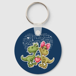 Funny Dinosaurs Valentindag Gift Nyckelring