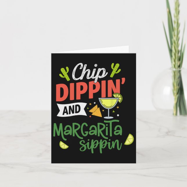 Funny Dippin' och Margarita Sippin' Cinco de Mayo Kort (Framsida)