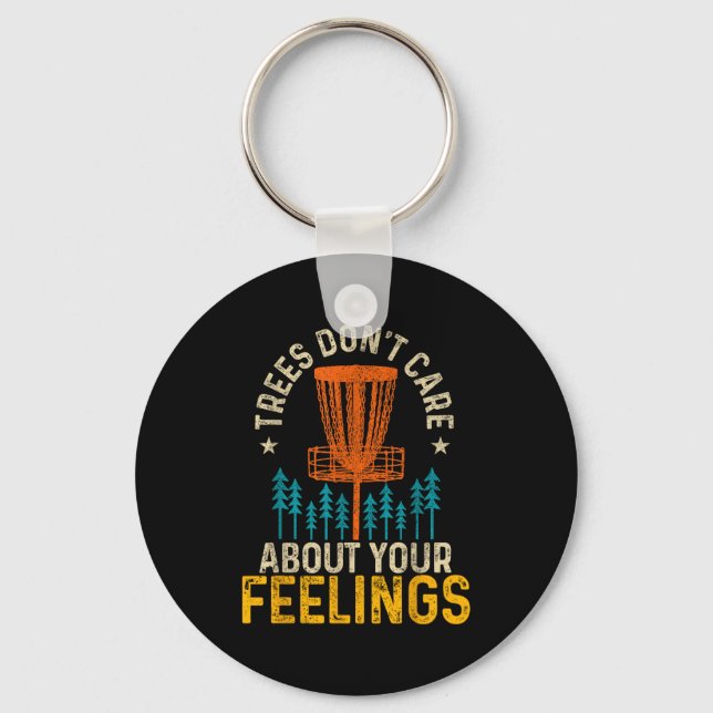 Funny Disc Golf Apparel Co. Disc Golf Trees Don't  Nyckelring (Framsida)