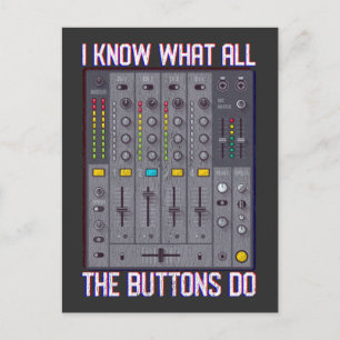 Funny Disco Techno DJ Button Mixer Vykort