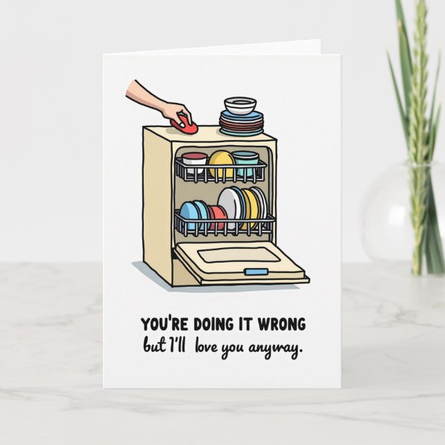 Funny Dishwasher Wrong Love Card Kort (Framsida)