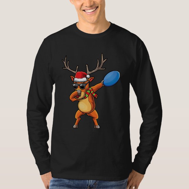Funny Disk Golf Dabbing Reindeer Dab jul X M T Shirt (Framsida)