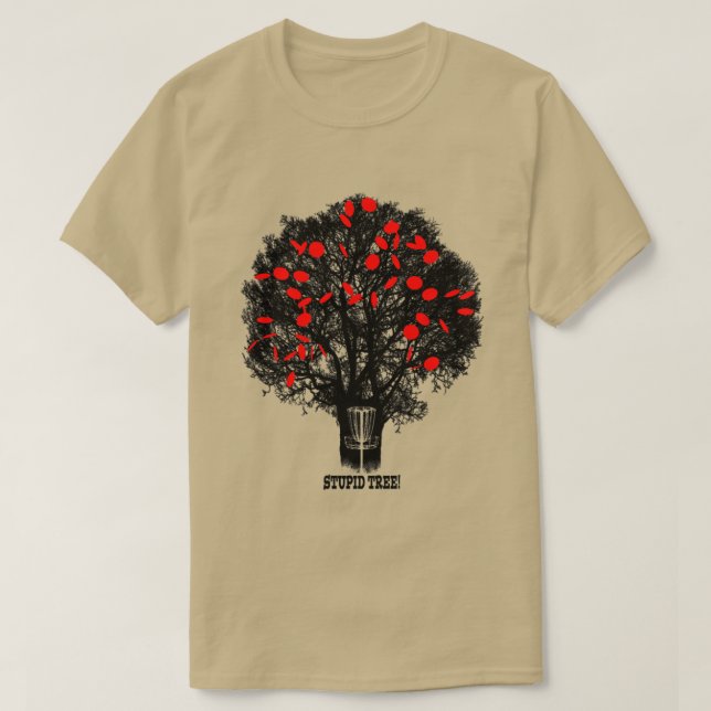 Funny Disk Golf Stupid Träd Distress Frisbee Gol T Shirt (Design framsida)