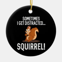 FUNNY DISTRACTED SQUIRREL Animal Zoo Farm Julgransprydnad Keramik