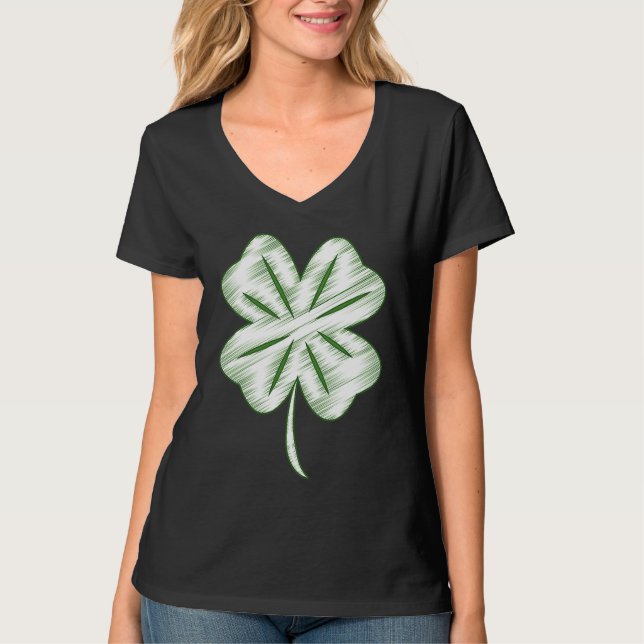 Funny Distressed Four Leaf Clover St Patrick's Day T Shirt (Framsida)