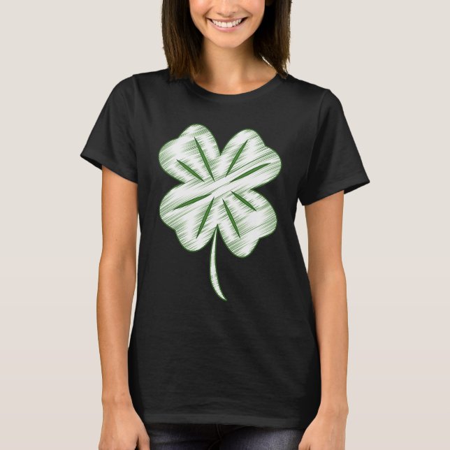 Funny Distressed Four Leaf Clover St Patrick's Day T Shirt (Framsida)