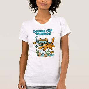 Funny Diving Cat Summer T-Shirt
