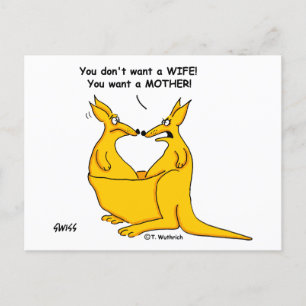 Funny Divorce Announcement Kangaroo Tecknad Meddelande Vykort