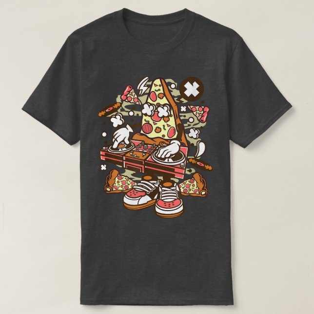 Funny DJ Pizza Gift för Pizza Älskare T Shirt (Design framsida)