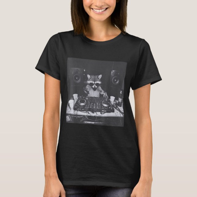 Funny Dj Raccoon House Party Sound Tech Music Tras T Shirt (Framsida)