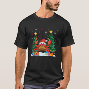 Funny Djur älskare Crab Santa Hat Ugly jul T Shirt