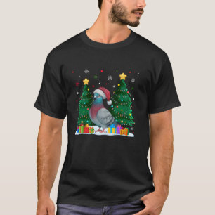 Funny Djur älskare Pigeon Santa Hat Ugly Christma T Shirt