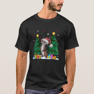 Funny Djur älskare Weasel Santa Hat Ugly Christma T Shirt