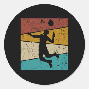 Funny Dminton Shuttle Vintage Retro För manar kvin Runt Klistermärke