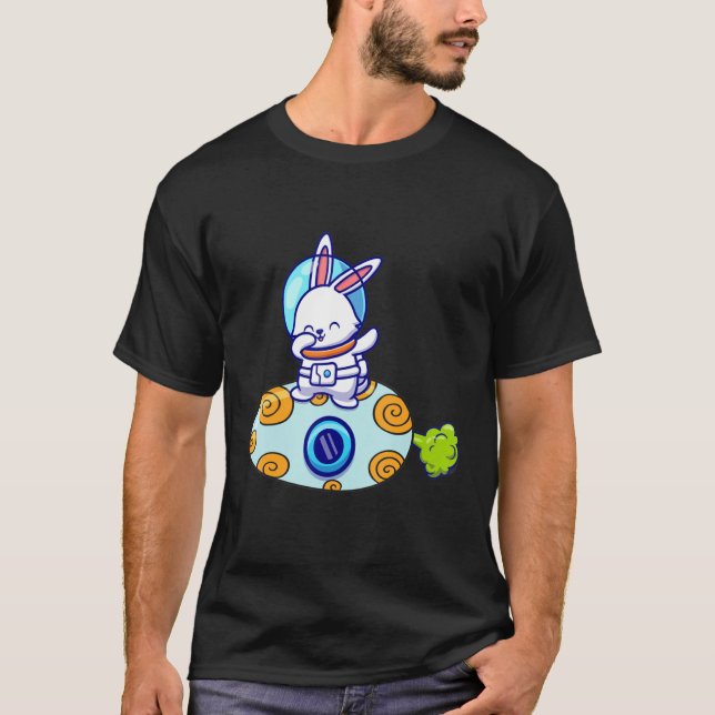 Funny doabbing Rabbit Astronaut i Space Riding T Shirt (Framsida)