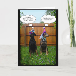 Funny Doberman Birthday Celebration Kort