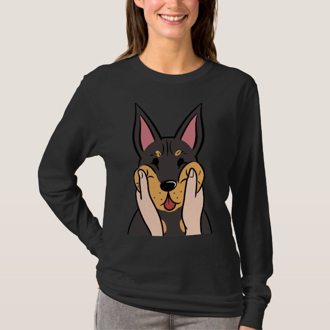 Funny Doberman Chubby Cheeks T Shirt (Framsida)