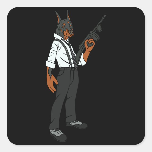 Funny Doberman Fyrkantigt Klistermärke (Framsida)