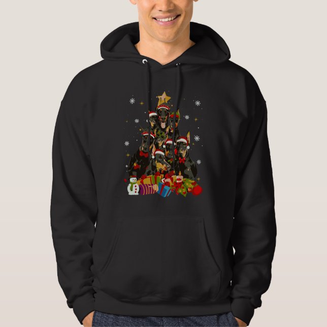 Funny Doberman Julgran Julafton 316 Hoodie (Framsida)