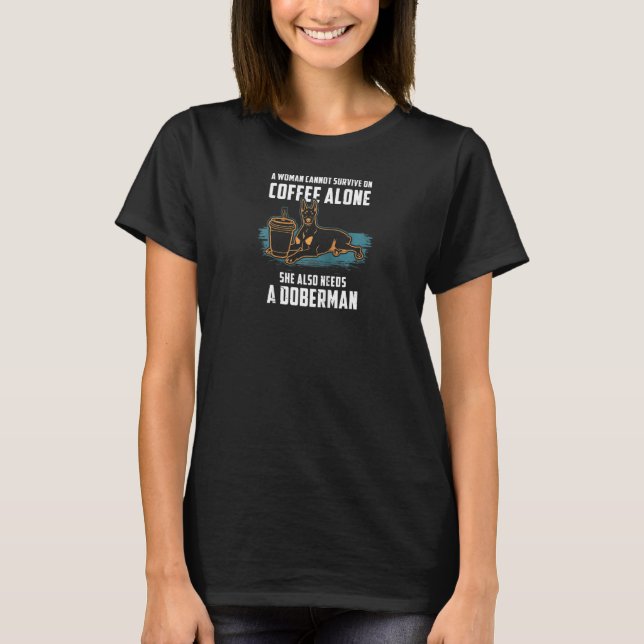 Funny Doberman-kaffe och Hund Dobie Mamma Raglan T Shirt (Framsida)