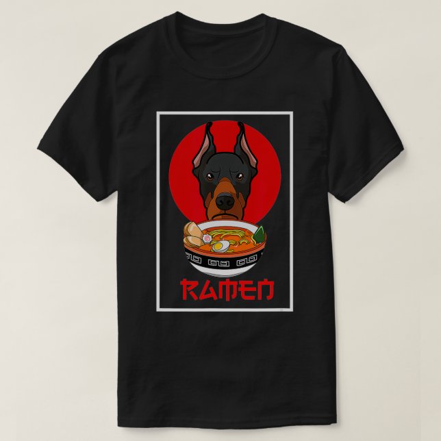 Funny Doberman Pinscher Ramen Hund Gift T Shirt (Design framsida)