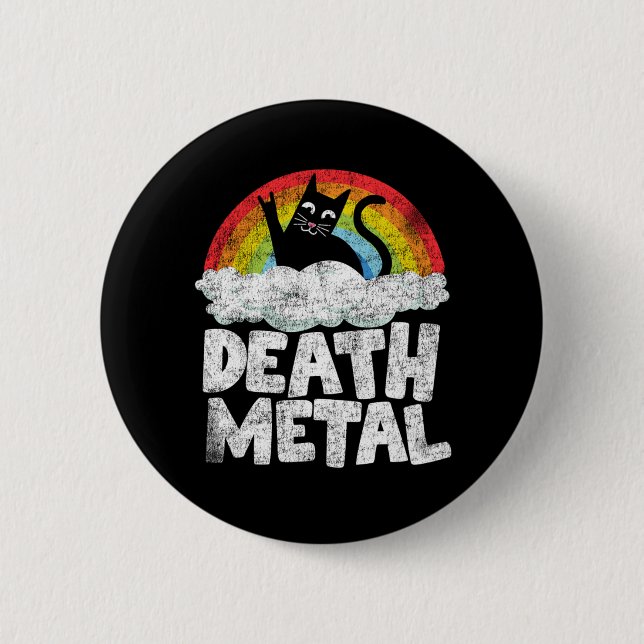 Funny Död Metall Cat Gift Rainbow Heavy Metall Knapp (Framsida)