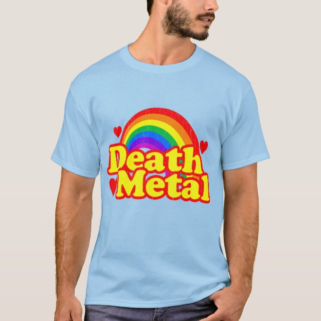 Funny Död Metall Rainbow (nödsituation) T Shirt (Framsida)