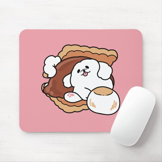 Funny Dog and S’more Design – Kawaii Pet Lover Pun Musmatta (Med mus)